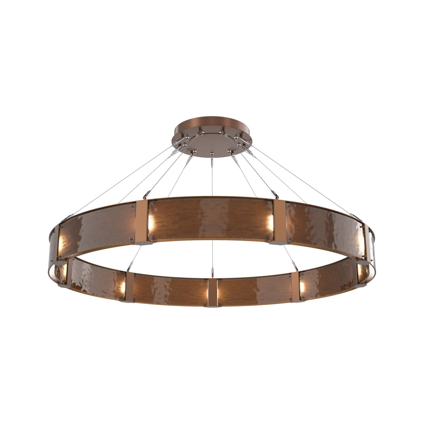Parallel Ring LED Chandelier in Burnished Bronze/Bronze Granite Blown Glass (60-Inch).