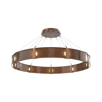 Parallel Ring LED Chandelier in Burnished Bronze/Bronze Granite Blown Glass (60-Inch).