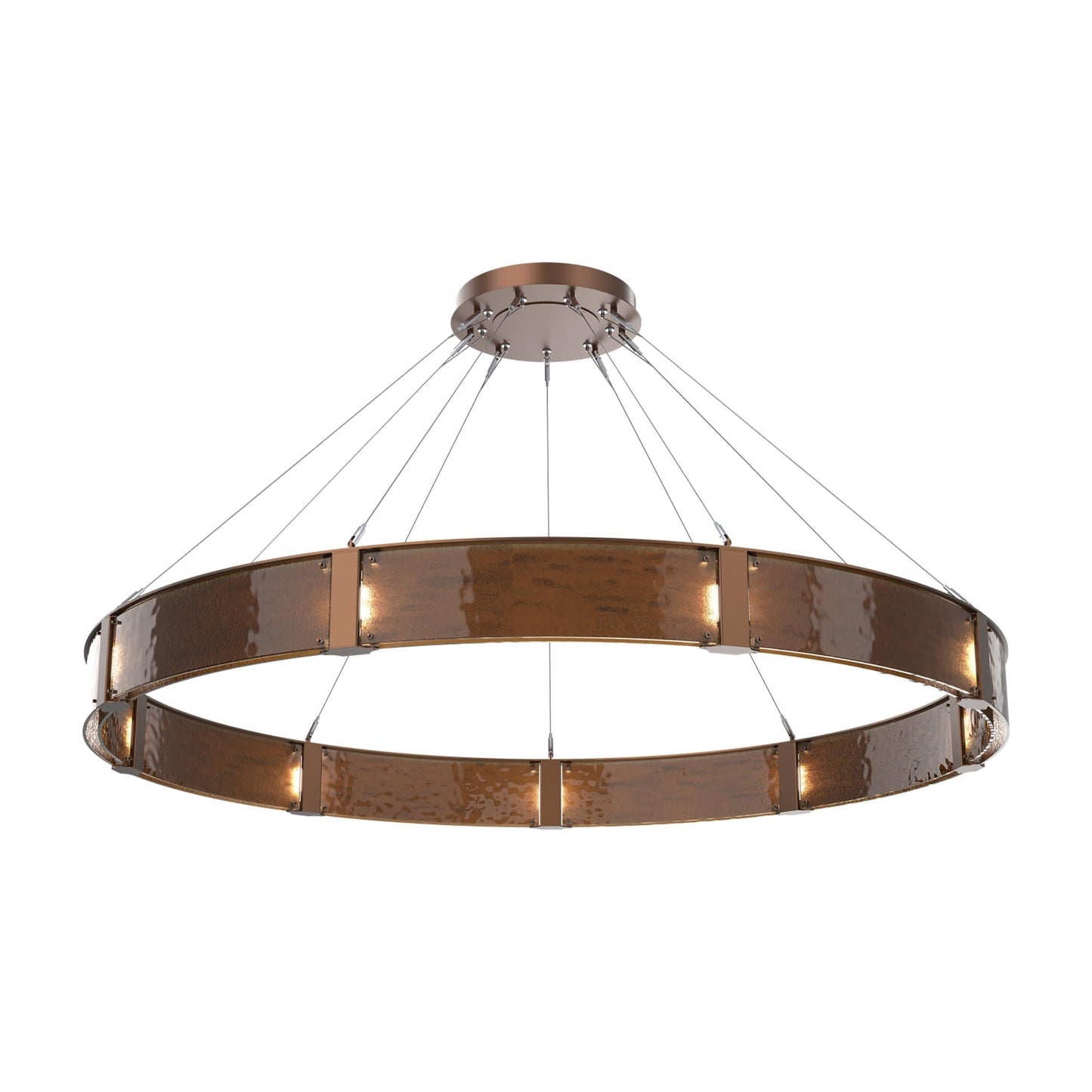 Parallel Ring LED Chandelier in Burnished Bronze/Bronze Granite Blown Glass (72-Inch).