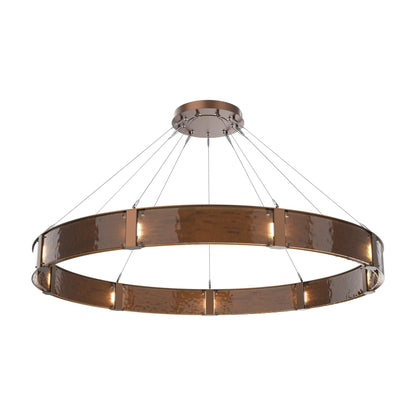 Parallel Ring LED Chandelier in Burnished Bronze/Bronze Granite Blown Glass (72-Inch).