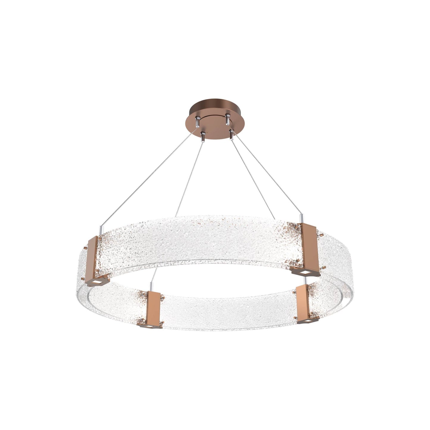 Parallel Ring LED Chandelier in Burnished Bronze/Crystal Rimelight Blown Glass (32.6-Inch).