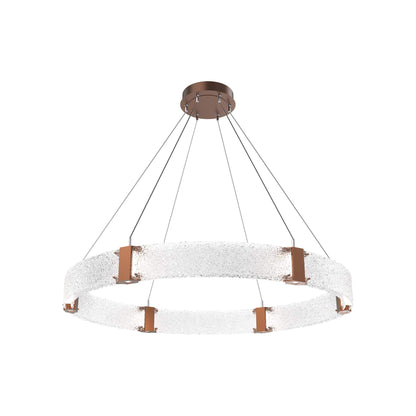 Parallel Ring LED Chandelier in Burnished Bronze/Crystal Rimelight Blown Glass (48-Inch).