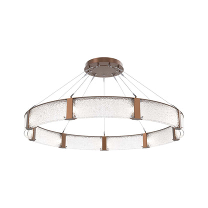 Parallel Ring LED Chandelier in Burnished Bronze/Crystal Rimelight Blown Glass (60-Inch).