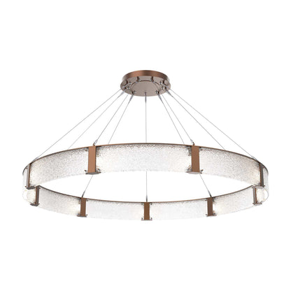 Parallel Ring LED Chandelier in Burnished Bronze/Crystal Rimelight Blown Glass (72-Inch).
