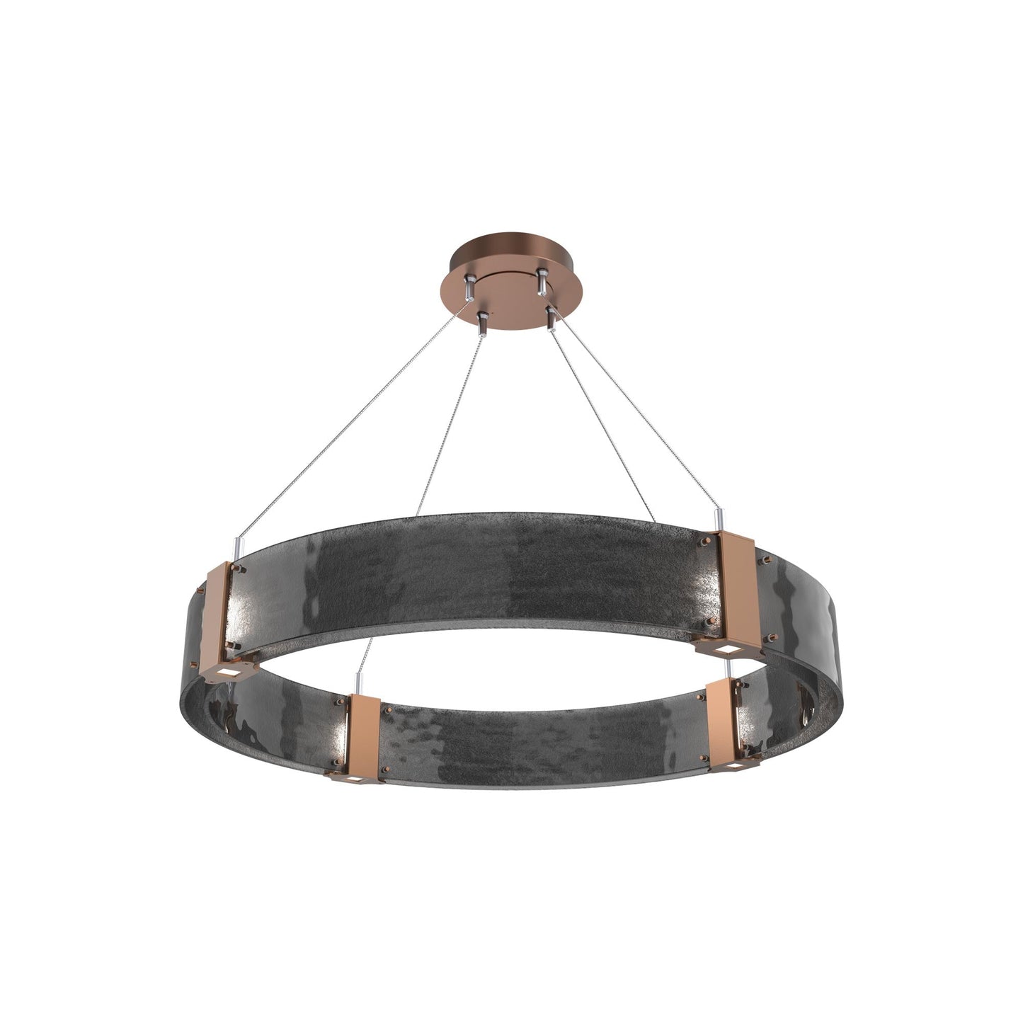 Parallel Ring LED Chandelier in Burnished Bronze/Smoke Granite Blown Glass (32.6-Inch).