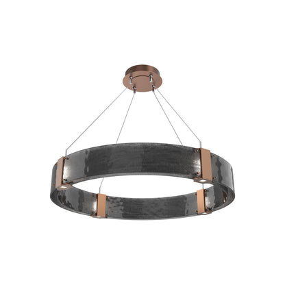 Parallel Ring LED Chandelier in Burnished Bronze/Smoke Granite Blown Glass (32.6-Inch).