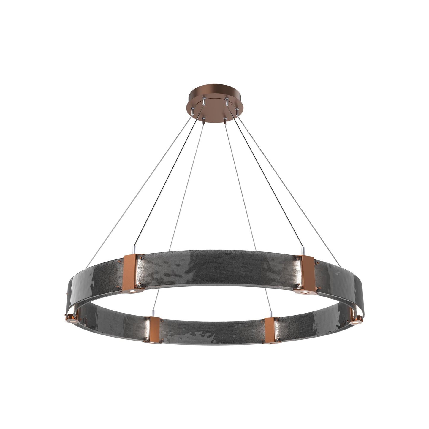 Parallel Ring LED Chandelier in Burnished Bronze/Smoke Granite Blown Glass (48-Inch).