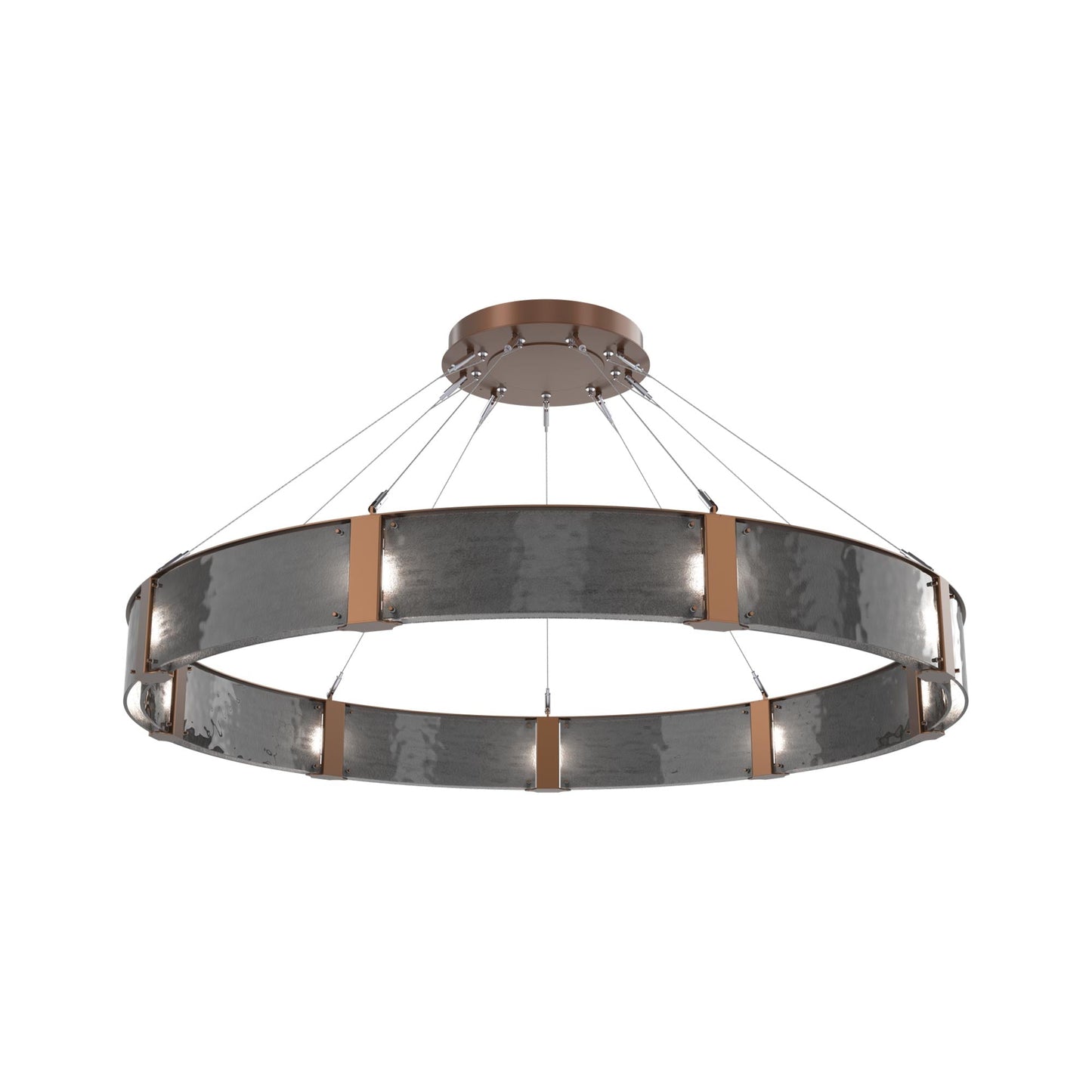 Parallel Ring LED Chandelier in Burnished Bronze/Smoke Granite Blown Glass (60-Inch).