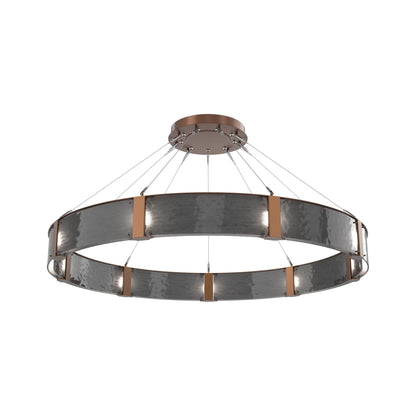 Parallel Ring LED Chandelier in Burnished Bronze/Smoke Granite Blown Glass (60-Inch).