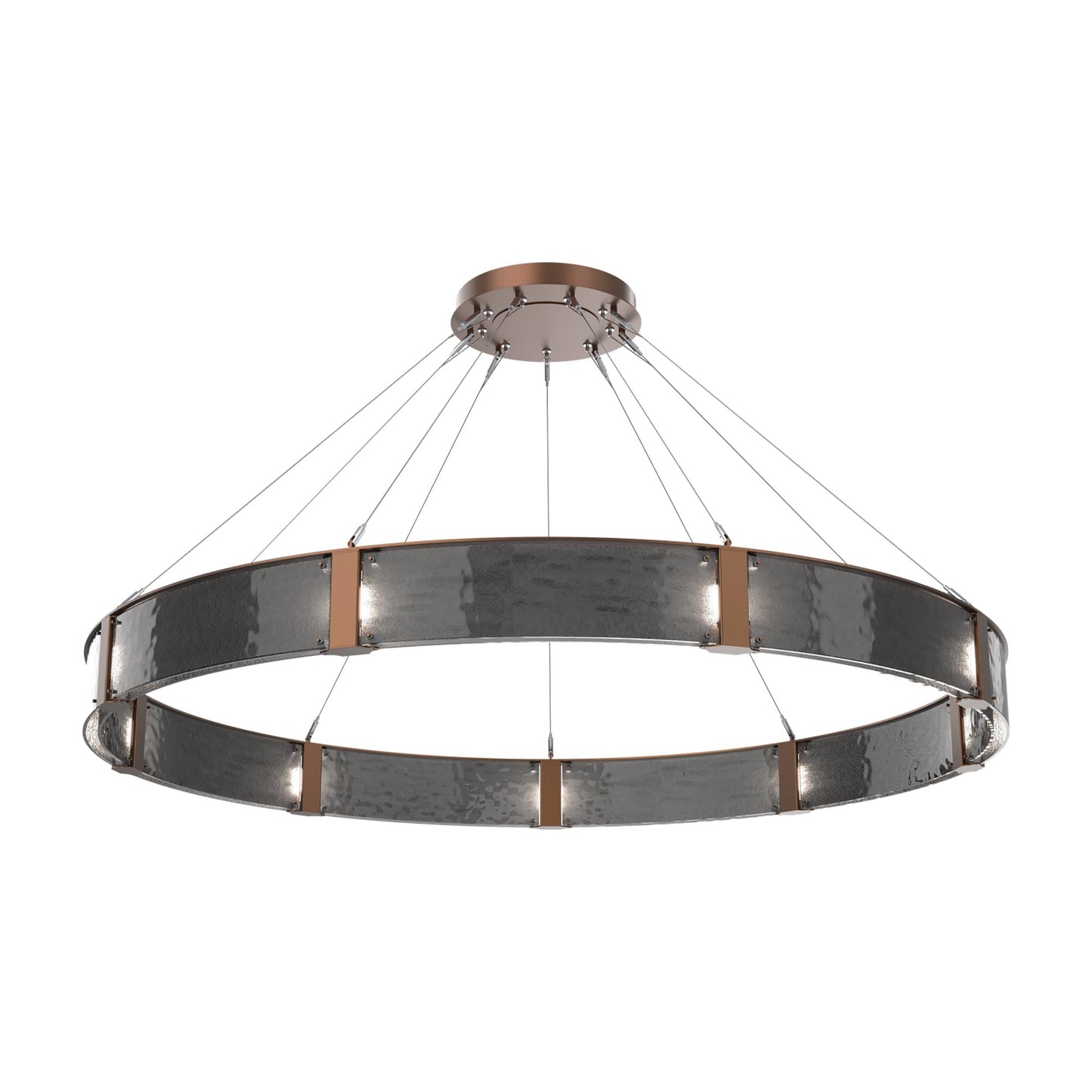 Parallel Ring LED Chandelier in Burnished Bronze/Smoke Granite Blown Glass (72-Inch).