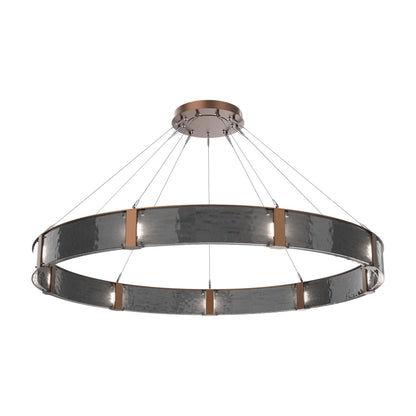Parallel Ring LED Chandelier in Burnished Bronze/Smoke Granite Blown Glass (72-Inch).