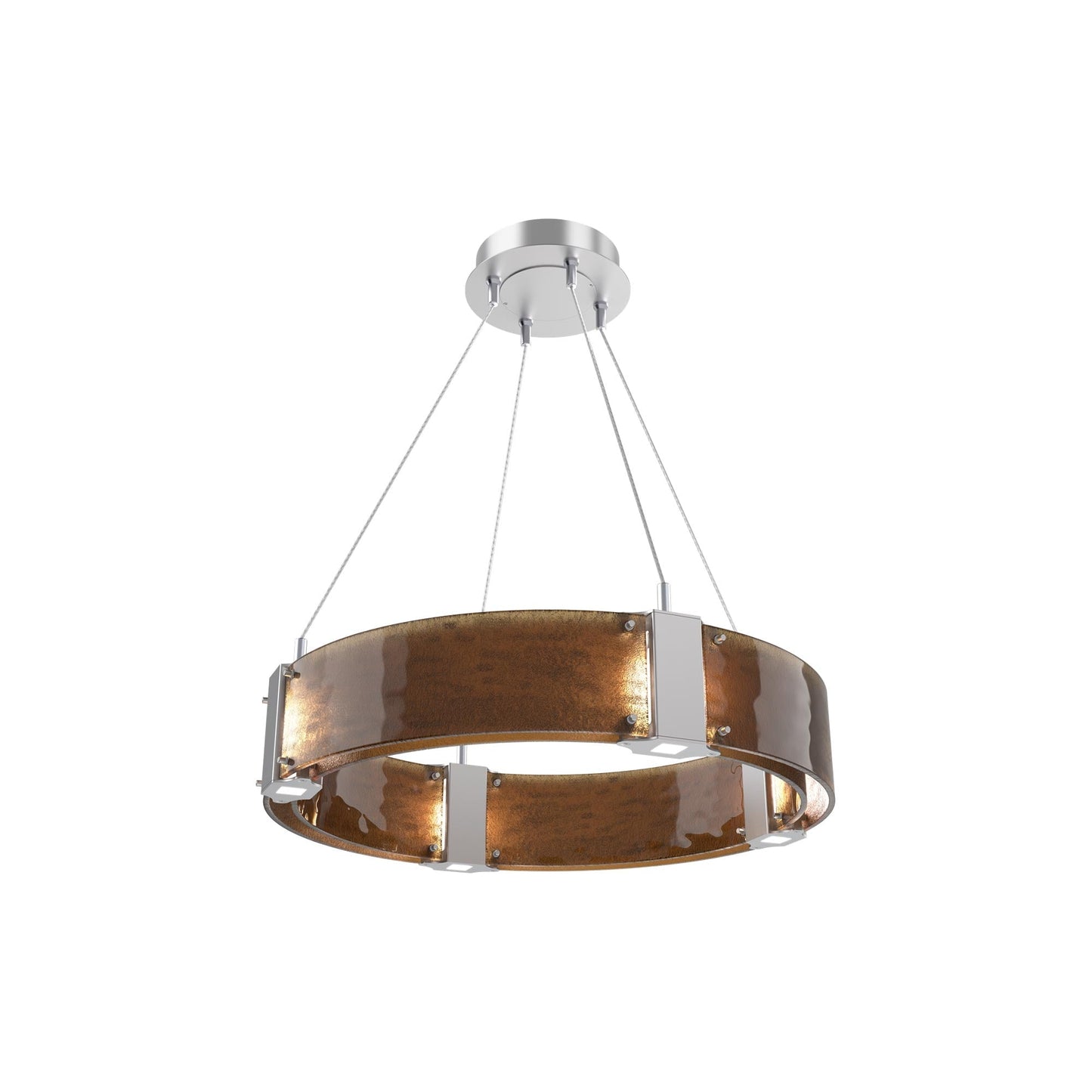 Parallel Ring LED Chandelier in Classic Silver/Bronze Granite Blown Glass (23.9-Inch).