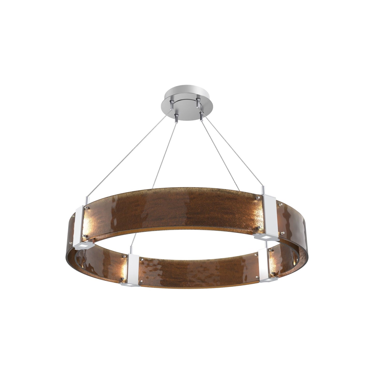 Parallel Ring LED Chandelier in Classic Silver/Bronze Granite Blown Glass (32.6-Inch).