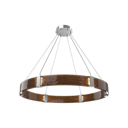 Parallel Ring LED Chandelier in Classic Silver/Bronze Granite Blown Glass (48-Inch).