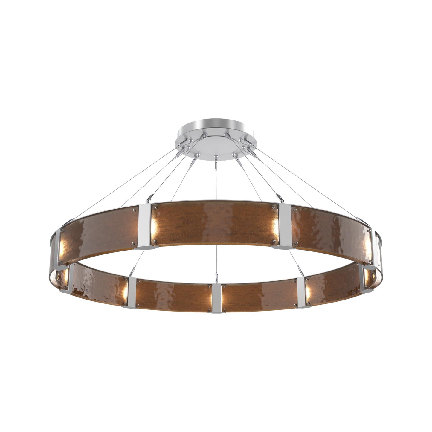 Parallel Ring LED Chandelier in Classic Silver/Bronze Granite Blown Glass (60-Inch).