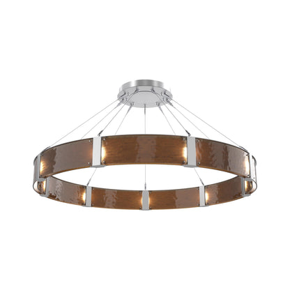Parallel Ring LED Chandelier in Classic Silver/Bronze Granite Blown Glass (60-Inch).