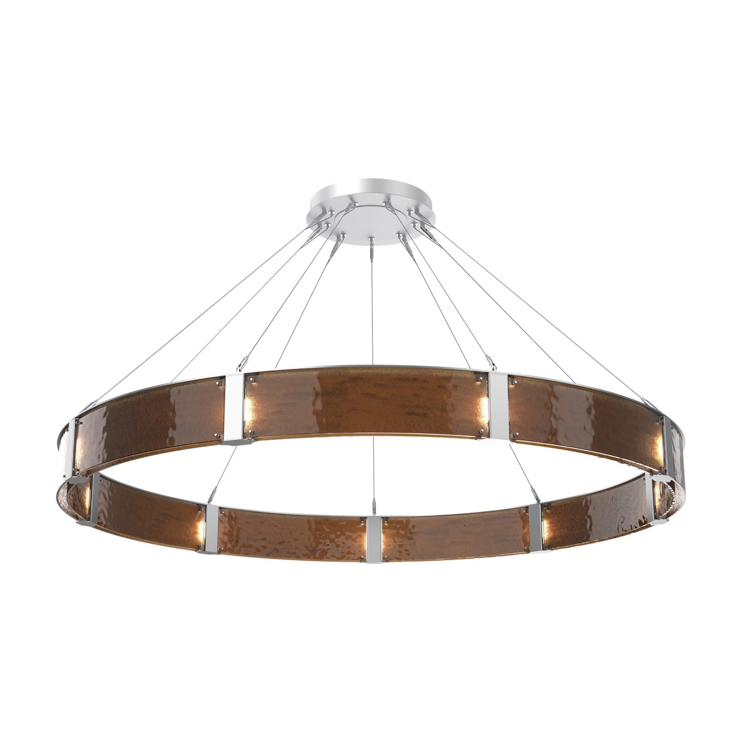 Parallel Ring LED Chandelier in Classic Silver/Bronze Granite Blown Glass (72-Inch).
