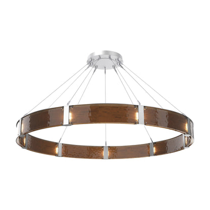 Parallel Ring LED Chandelier in Classic Silver/Bronze Granite Blown Glass (72-Inch).