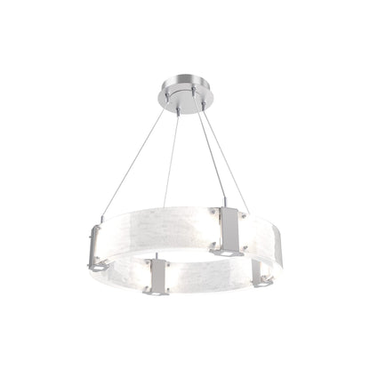 Parallel Ring LED Chandelier in Classic Silver/Clear Granite Blown Glass (23.9-Inch).