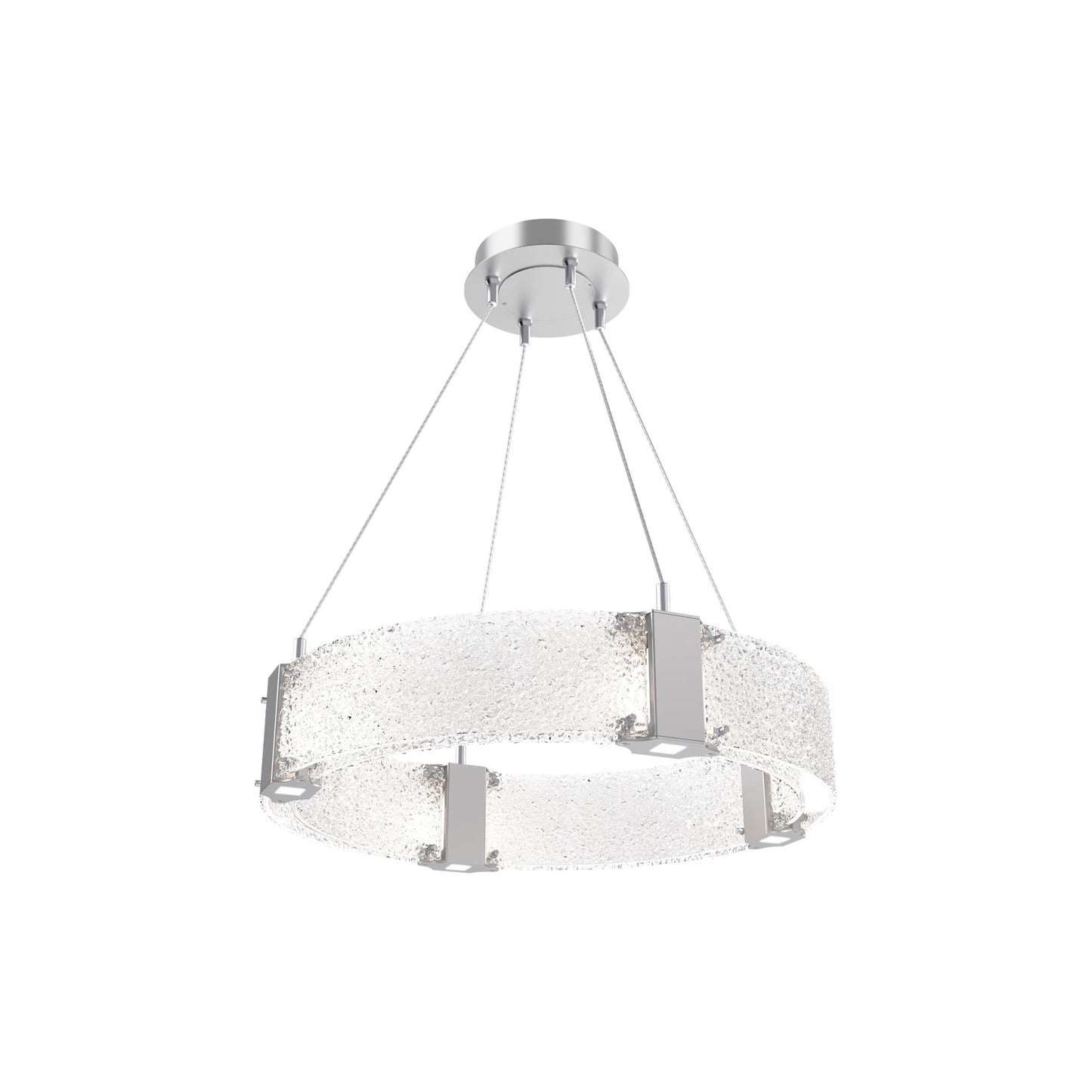 Parallel Ring LED Chandelier in Classic Silver/Crystal Rimelight Blown Glass (23.9-Inch).