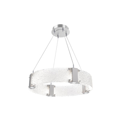 Parallel Ring LED Chandelier in Classic Silver/Crystal Rimelight Blown Glass (23.9-Inch).