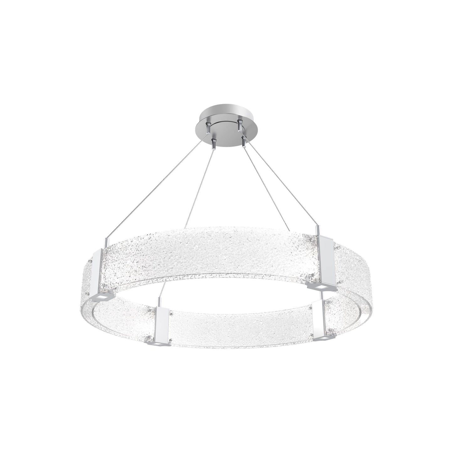Parallel Ring LED Chandelier in Classic Silver/Crystal Rimelight Blown Glass (32.6-Inch).