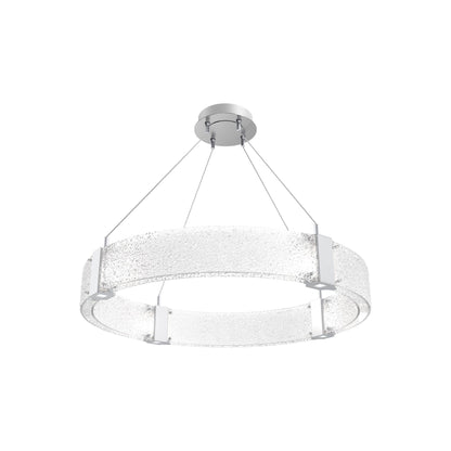 Parallel Ring LED Chandelier in Classic Silver/Crystal Rimelight Blown Glass (32.6-Inch).