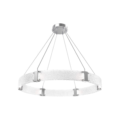Parallel Ring LED Chandelier in Classic Silver/Crystal Rimelight Blown Glass (48-Inch).