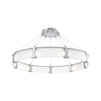 Parallel Ring LED Chandelier in Classic Silver/Crystal Rimelight Blown Glass (60-Inch).