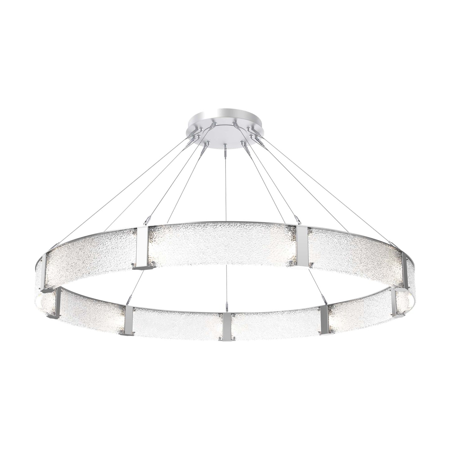 Parallel Ring LED Chandelier in Classic Silver/Crystal Rimelight Blown Glass (72-Inch).