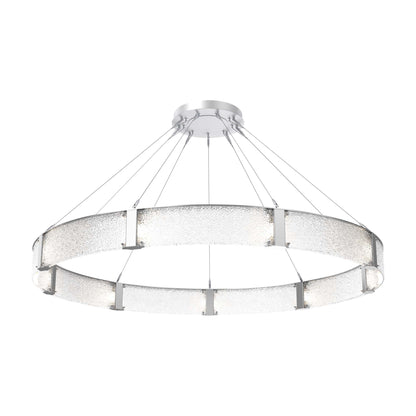 Parallel Ring LED Chandelier in Classic Silver/Crystal Rimelight Blown Glass (72-Inch).