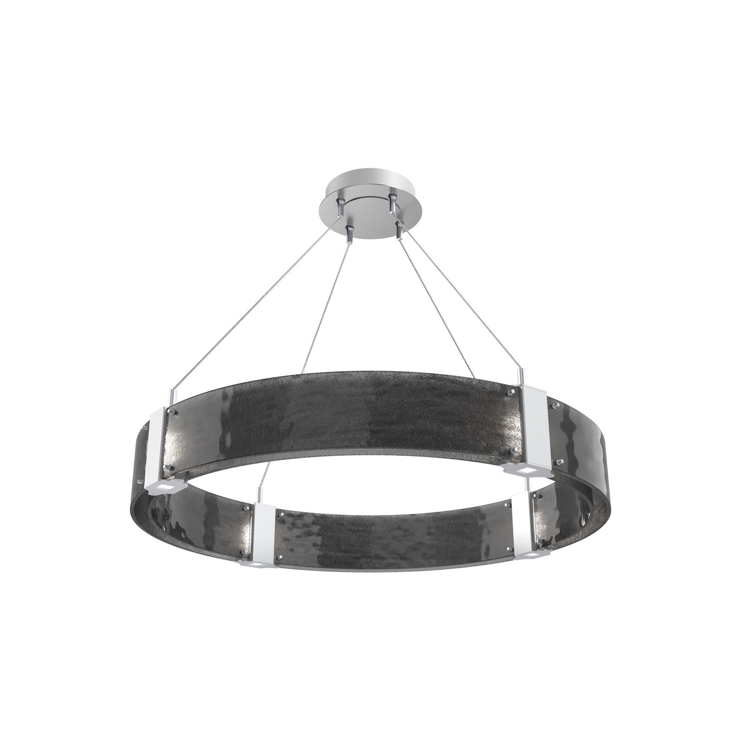 Parallel Ring LED Chandelier in Classic Silver/Smoke Granite Blown Glass (32.6-Inch).