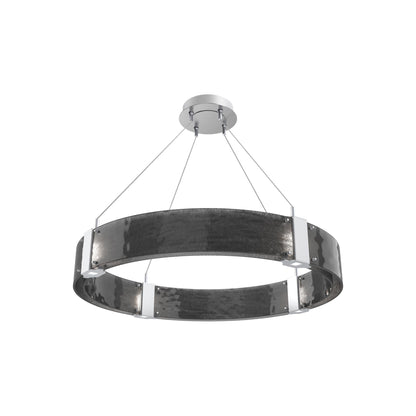 Parallel Ring LED Chandelier in Classic Silver/Smoke Granite Blown Glass (32.6-Inch).