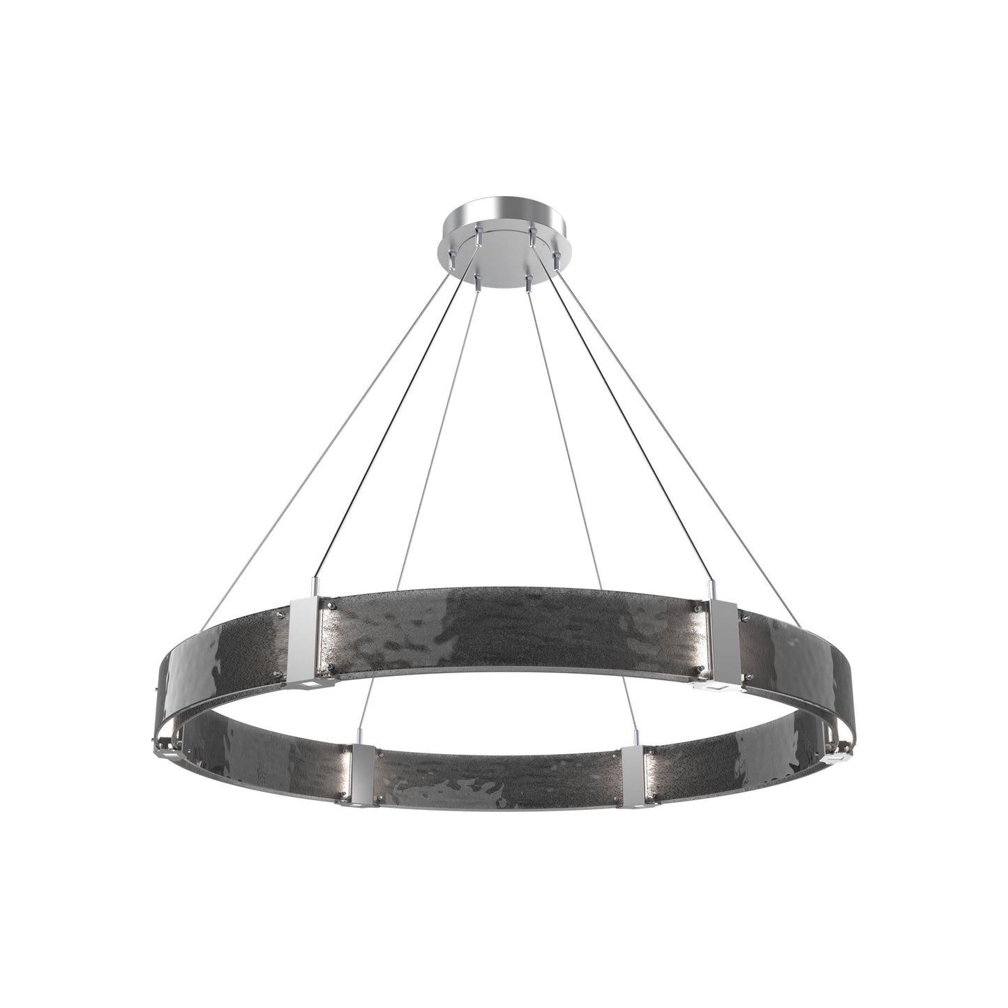 Parallel Ring LED Chandelier in Classic Silver/Smoke Granite Blown Glass (48-Inch).