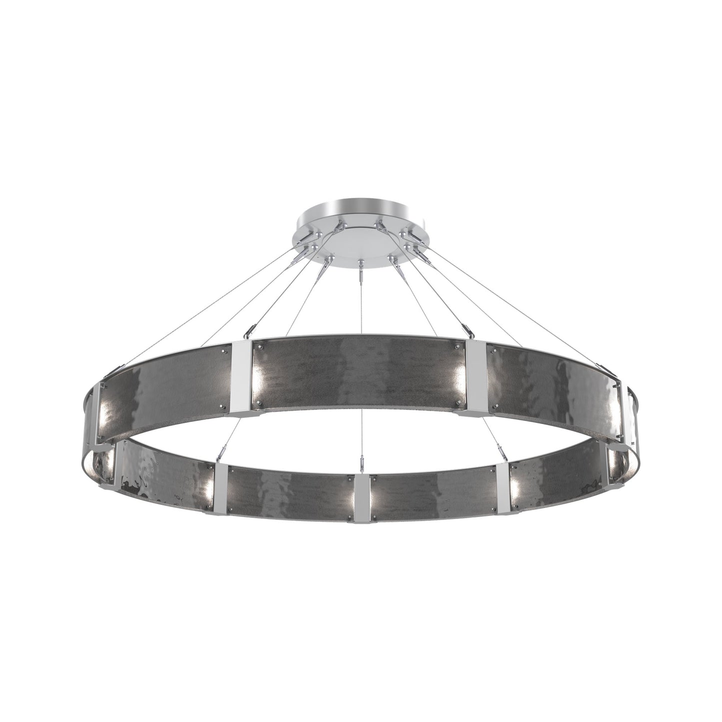 Parallel Ring LED Chandelier in Classic Silver/Smoke Granite Blown Glass (60-Inch).