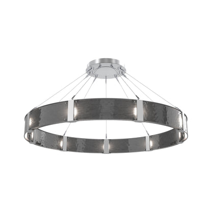 Parallel Ring LED Chandelier in Classic Silver/Smoke Granite Blown Glass (60-Inch).