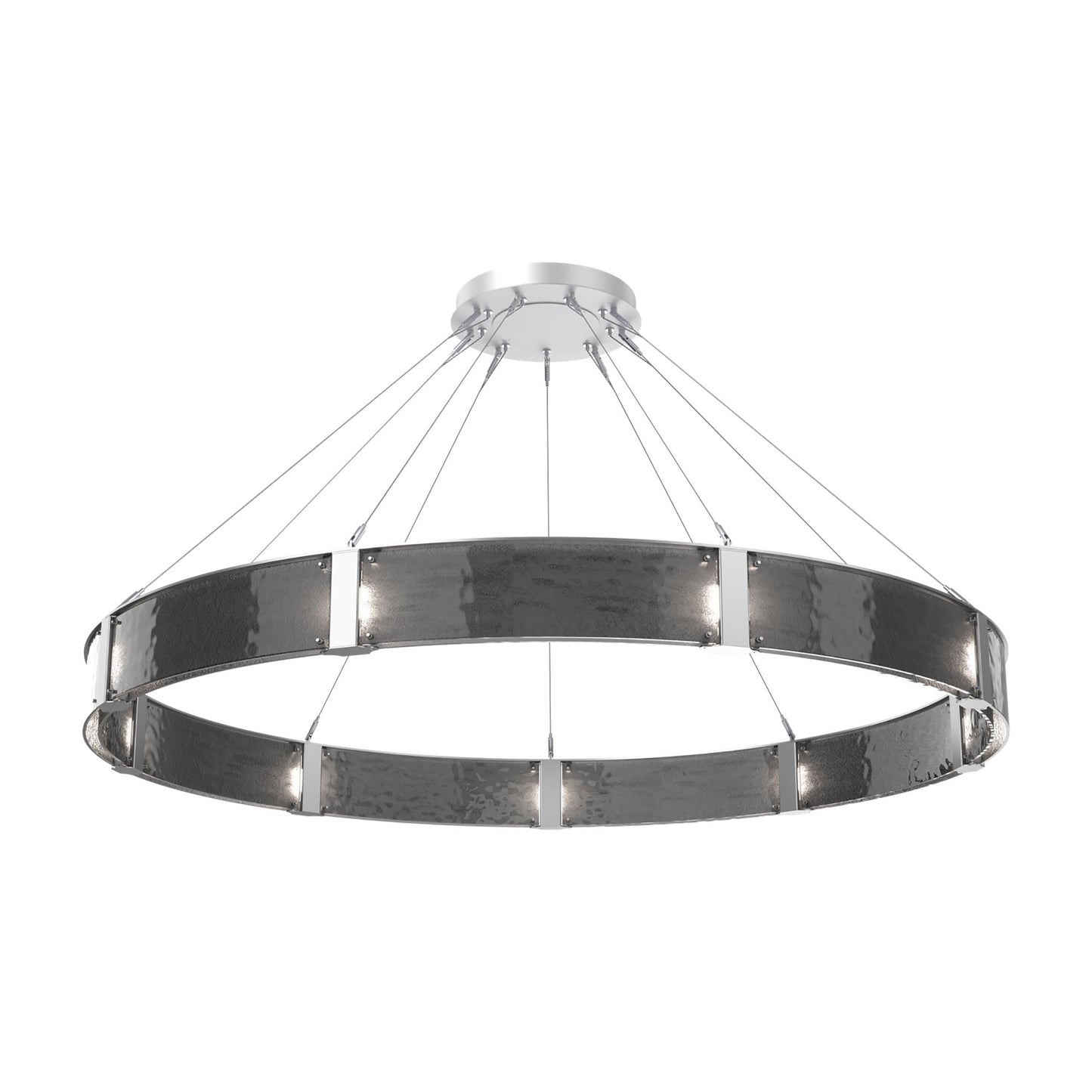 Parallel Ring LED Chandelier in Classic Silver/Smoke Granite Blown Glass (72-Inch).