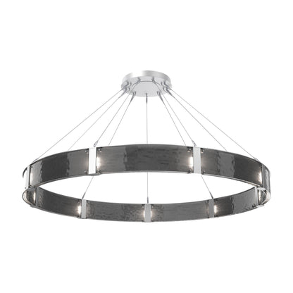 Parallel Ring LED Chandelier in Classic Silver/Smoke Granite Blown Glass (72-Inch).
