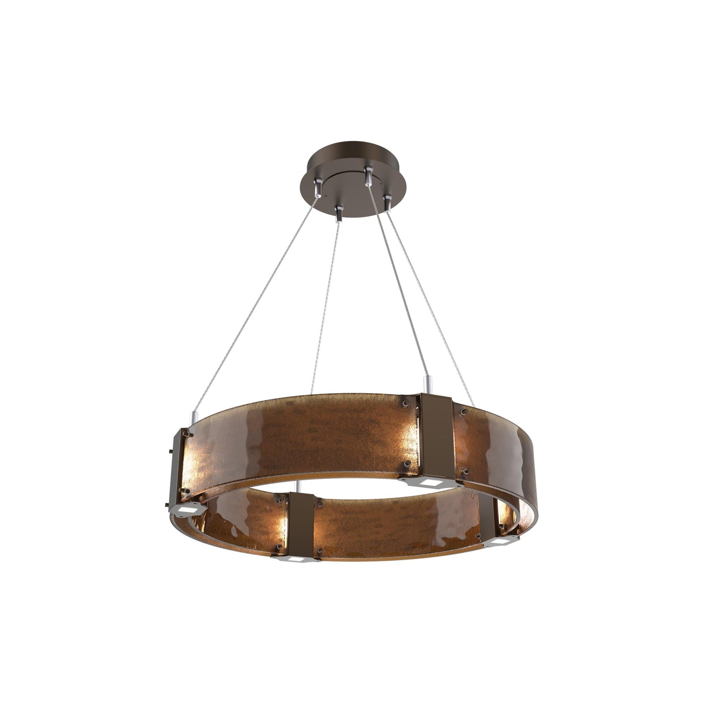 Parallel Ring LED Chandelier in Flat Bronze/Bronze Granite Blown Glass (23.9-Inch).