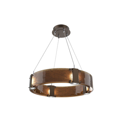 Parallel Ring LED Chandelier in Flat Bronze/Bronze Granite Blown Glass (23.9-Inch).