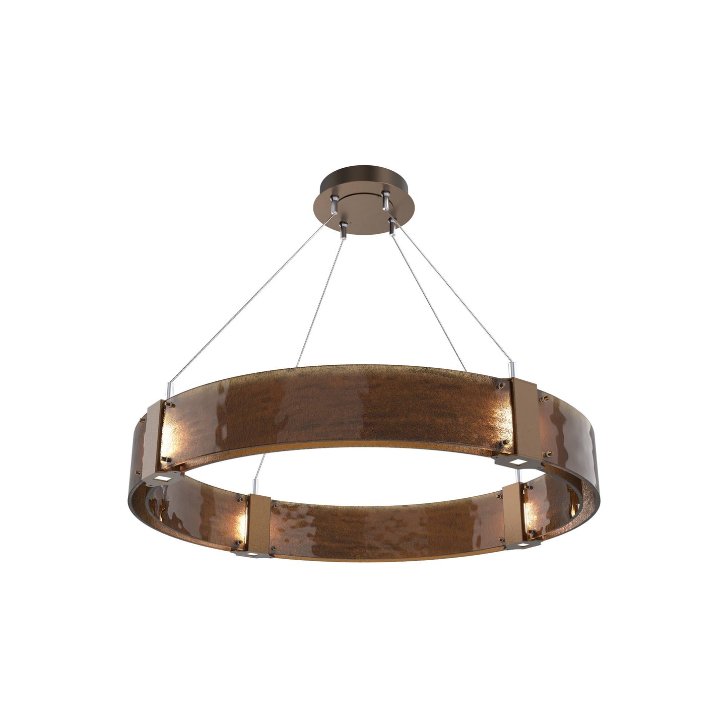 Parallel Ring LED Chandelier in Flat Bronze/Bronze Granite Blown Glass (32.6-Inch).