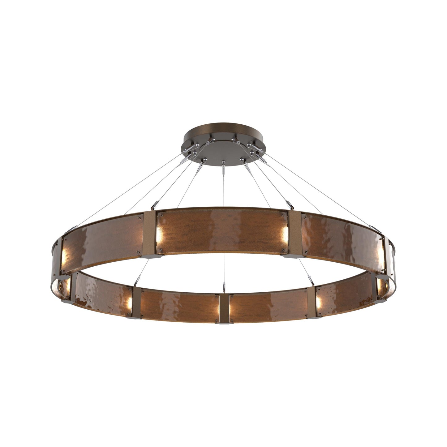 Parallel Ring LED Chandelier in Flat Bronze/Bronze Granite Blown Glass (60-Inch).