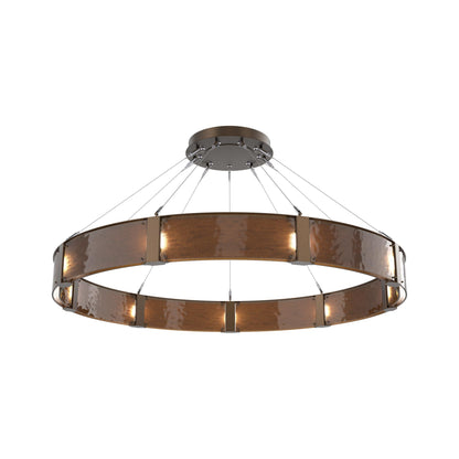 Parallel Ring LED Chandelier in Flat Bronze/Bronze Granite Blown Glass (60-Inch).