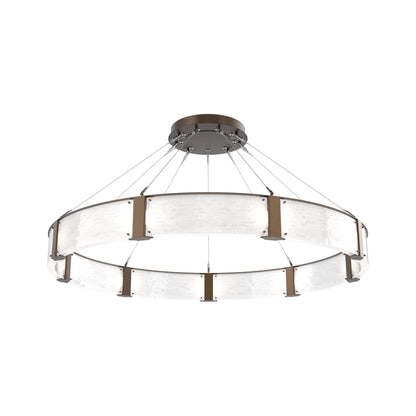 Parallel Ring LED Chandelier in Flat Bronze/Clear Granite Blown Glass (60-Inch).