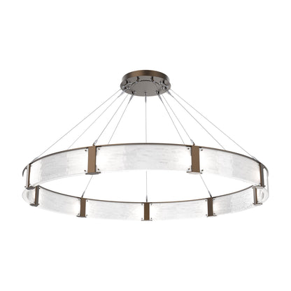 Parallel Ring LED Chandelier in Flat Bronze/Clear Granite Blown Glass (72-Inch).