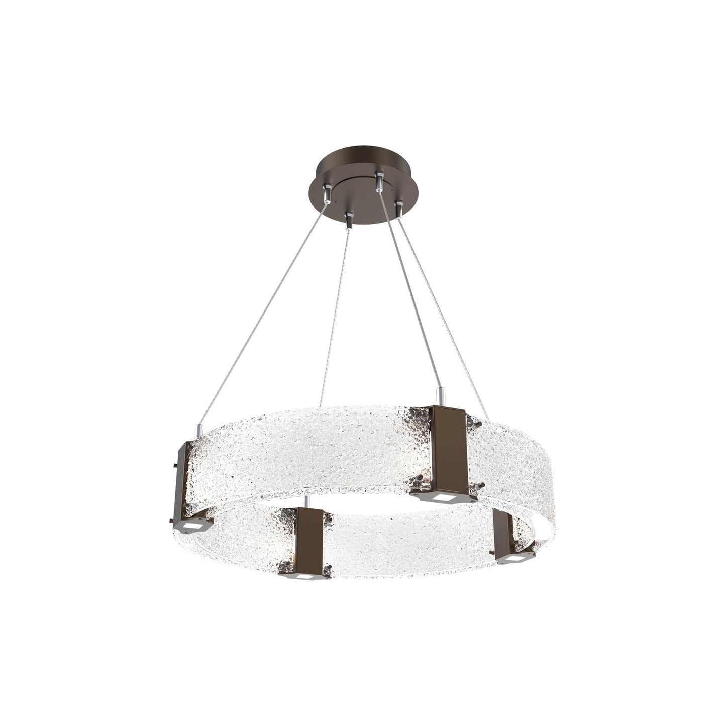 Parallel Ring LED Chandelier in Flat Bronze/Crystal Rimelight Blown Glass (23.9-Inch).