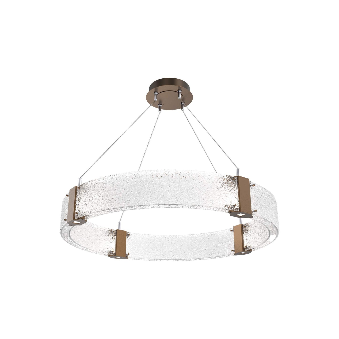 Parallel Ring LED Chandelier in Flat Bronze/Crystal Rimelight Blown Glass (32.6-Inch).