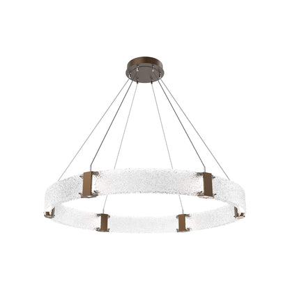 Parallel Ring LED Chandelier in Flat Bronze/Crystal Rimelight Blown Glass (48-Inch).