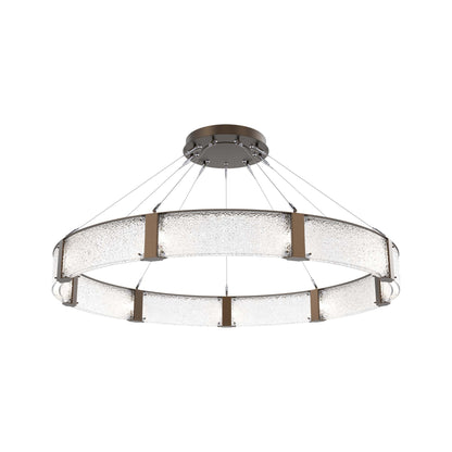 Parallel Ring LED Chandelier in Flat Bronze/Crystal Rimelight Blown Glass (60-Inch).