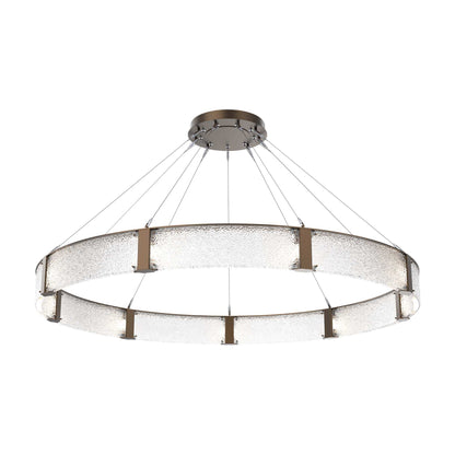 Parallel Ring LED Chandelier in Flat Bronze/Crystal Rimelight Blown Glass (72-Inch).